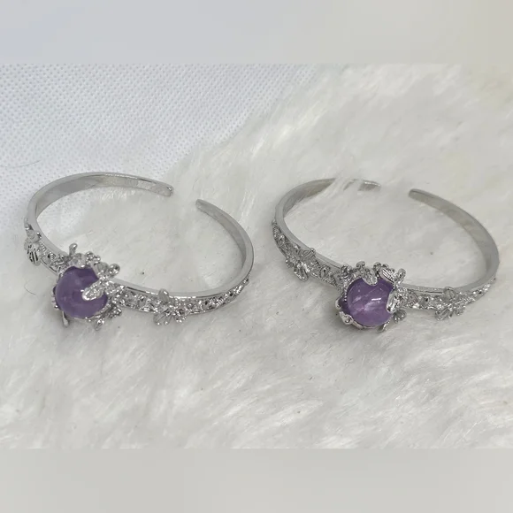 Amethyst Dragonfly Fidget Bangle Bracelet – Adjustable Spinner Cuff - Picture 2 of 5